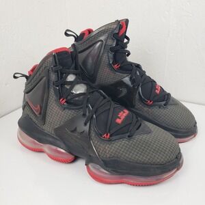 Nike Men's 10 LeBron 19 Bred Black University Red Basketball Shoes CZ0203-001